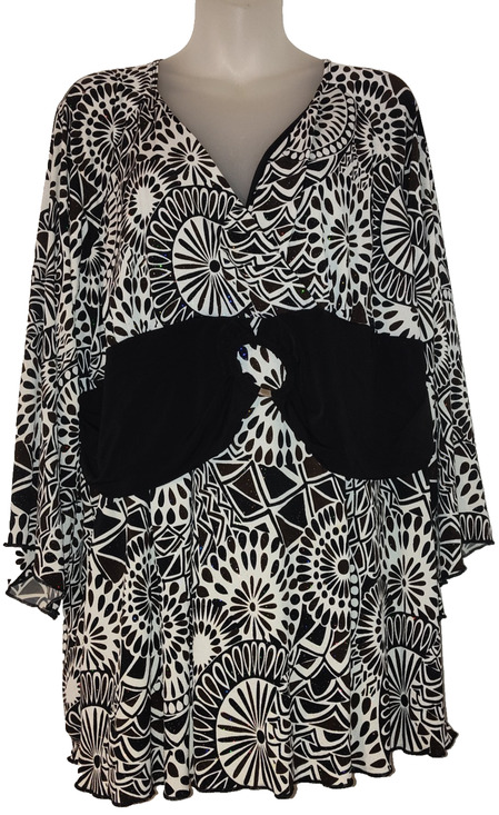 Cato Dresses & Skirts - Cato Woman Women’s Black White Patterned V Neck Bow Waist Dress Size 22/24W BG22